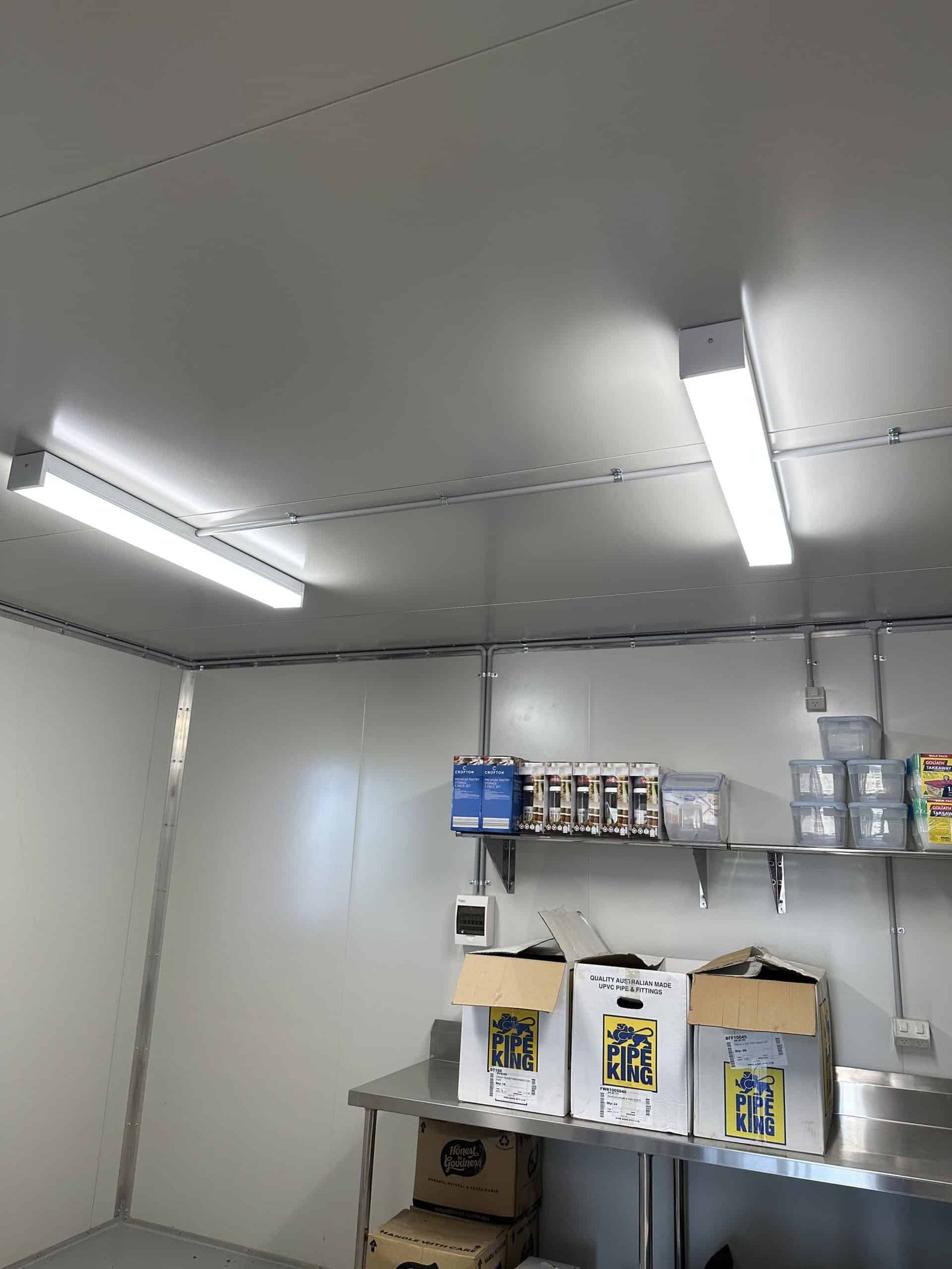 lighting installation on ceiling kitchen job